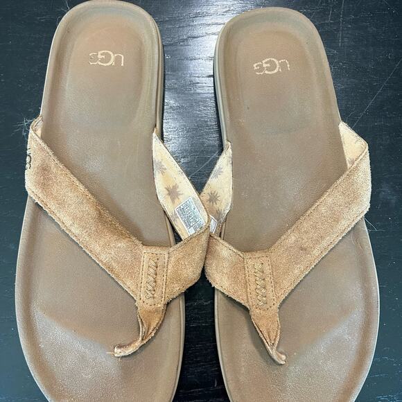 Casual Tan Suede Slide flip flop- men’s Ugg size 13 - preowned with some wear - Picture 2 of 7